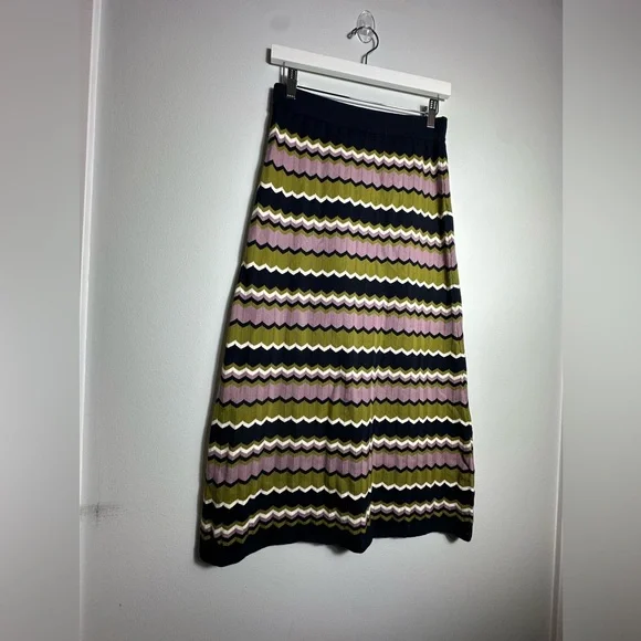 NEW SEZANE Parniane Striped Knit Midi Cotton Skirt  Dress Size Medium - Picture 11 of 15